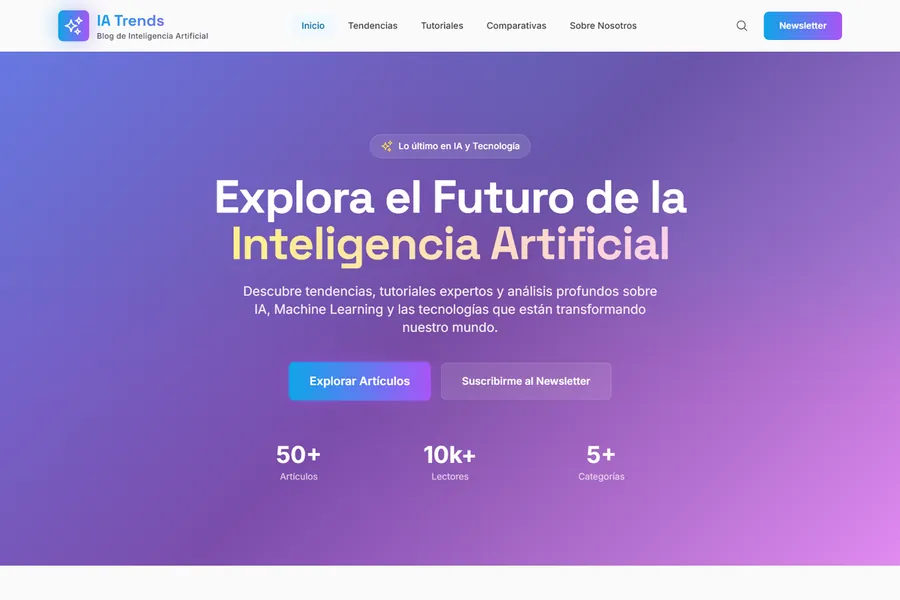 AI Trends Blog — Blog moderno de tendencias en IA con React y Tailwind