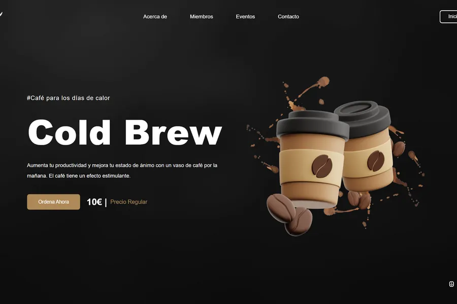 Landing page creativa con animaciones y CTA claros