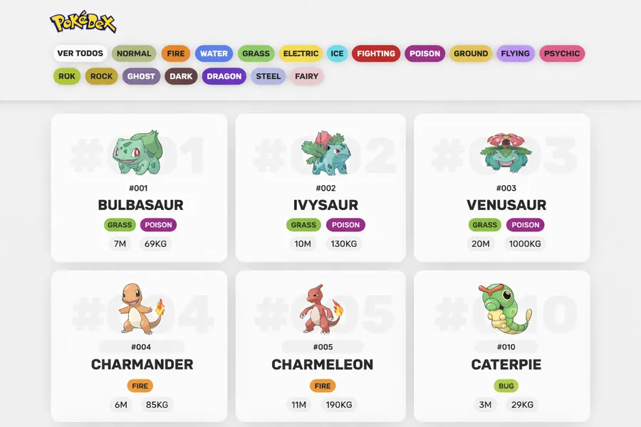 Pokedex API — Aplicación web con consumo de API REST