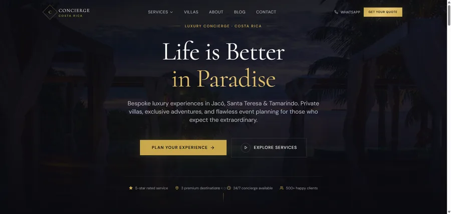 Concierge CR — Plataforma de concierge de lujo para Costa Rica