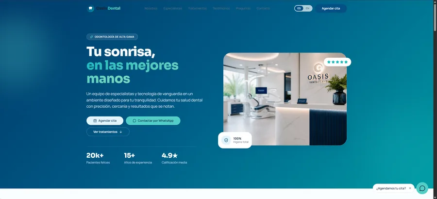 Oasis Dental — Sitio web para clínica dental de alta gama