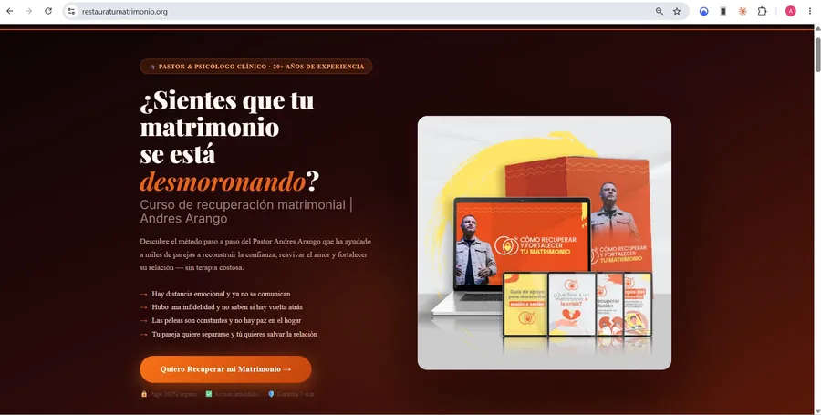 Restaura Tu Matrimonio — Landing page de consejería matrimonial