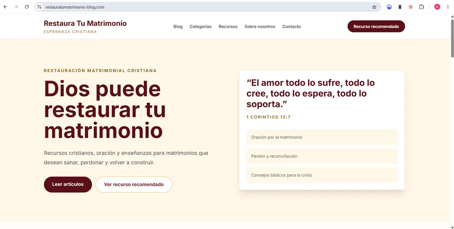 Restaura Tu Matrimonio - Blog — Blog en Next.js con MDX y CI/CD