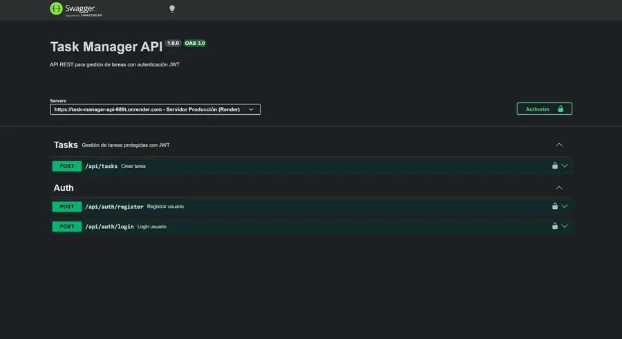 Task Manager API — API REST para gestión de tareas